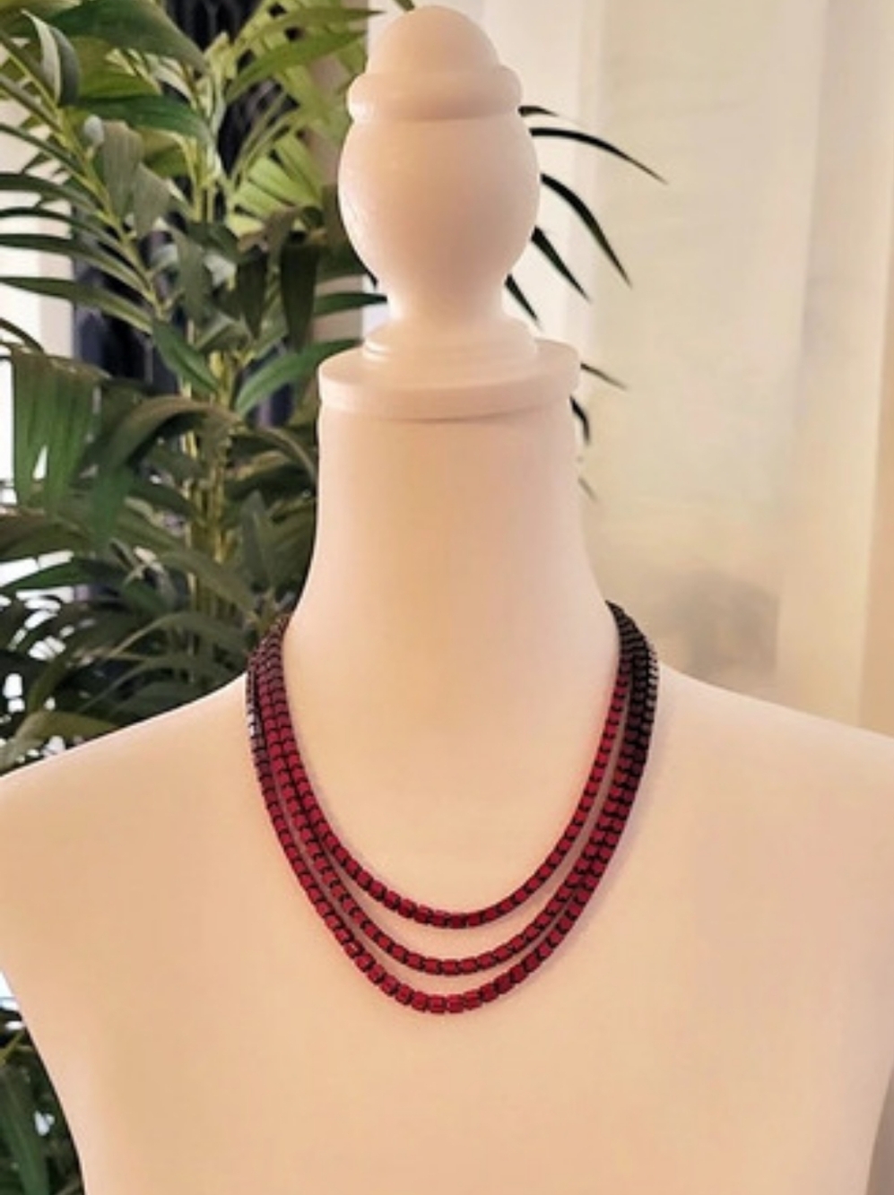 Pink & Black Three-Strand Necklace Like New